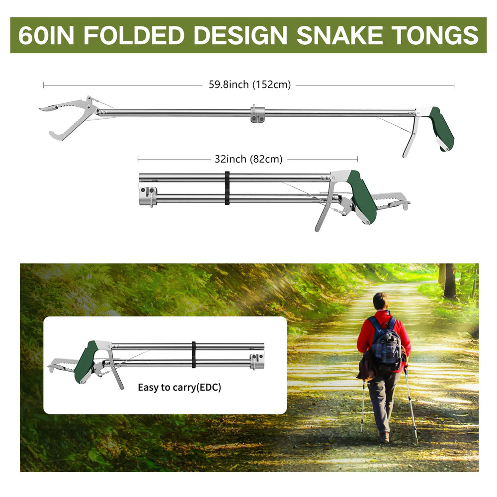 GYORGKSHI snake tongs stainless steel body with rubber grip for secure handling.