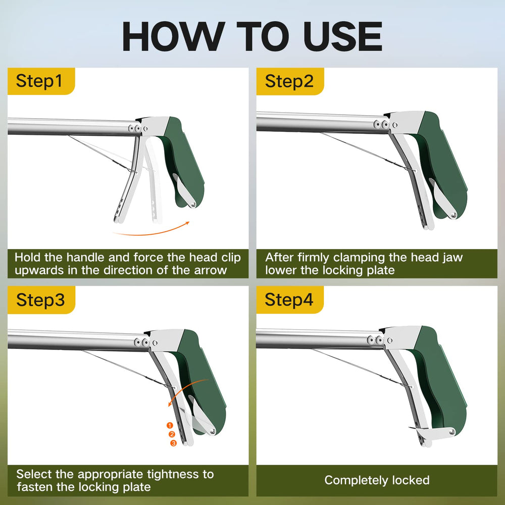 GYORGKSHI snake tongs wide jaw angle enables ground-level snake retrieval.
