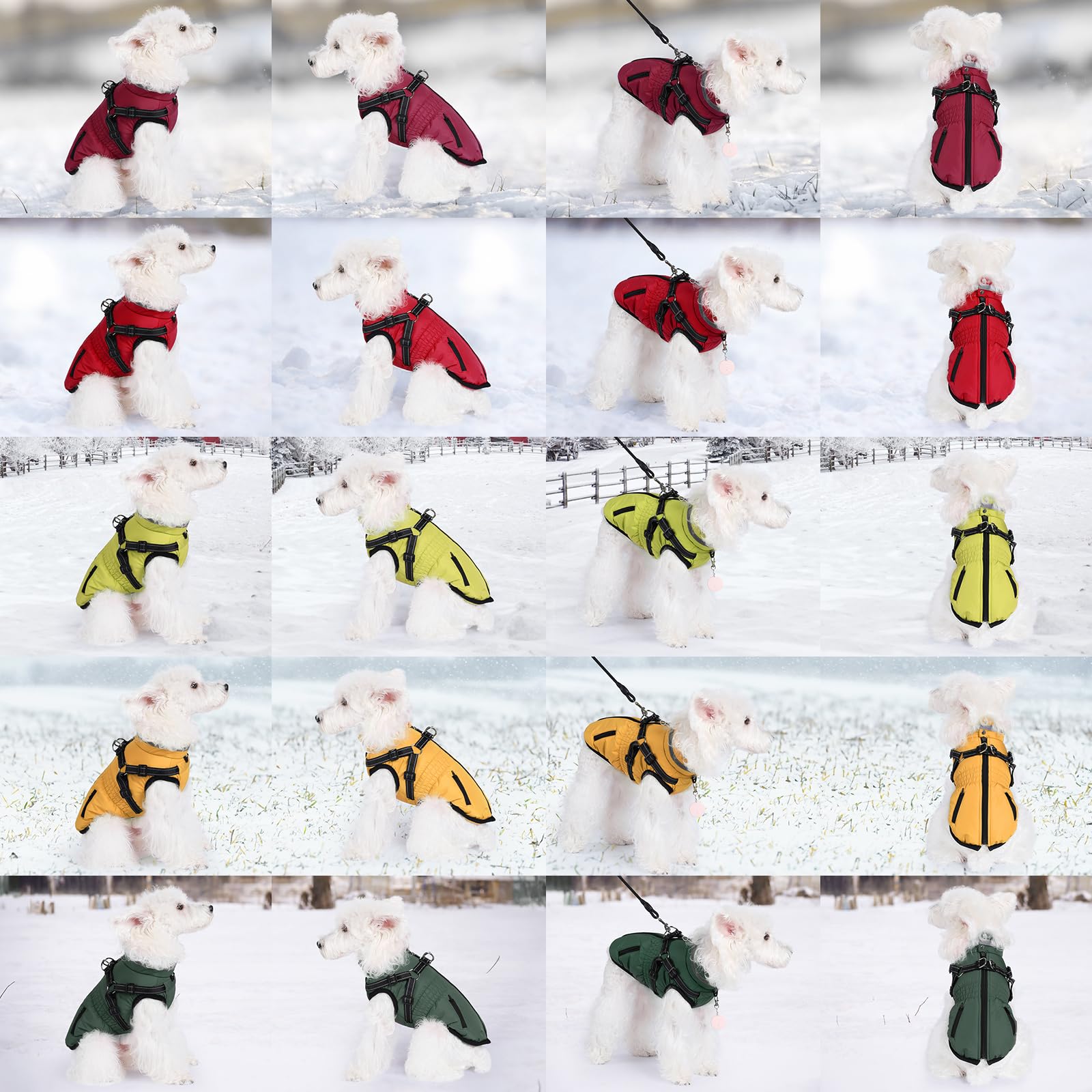 Gyuzh dog coat with harness adjustable straps ensure a secure fit.