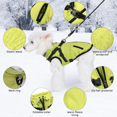 Gyuzh dog coat with harness back zip for secure fit and quick on-off