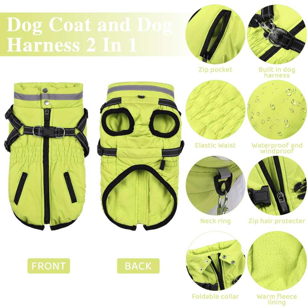 Gyuzh dog coat with harness reflective strip boosts nighttime visibility for safe strolls