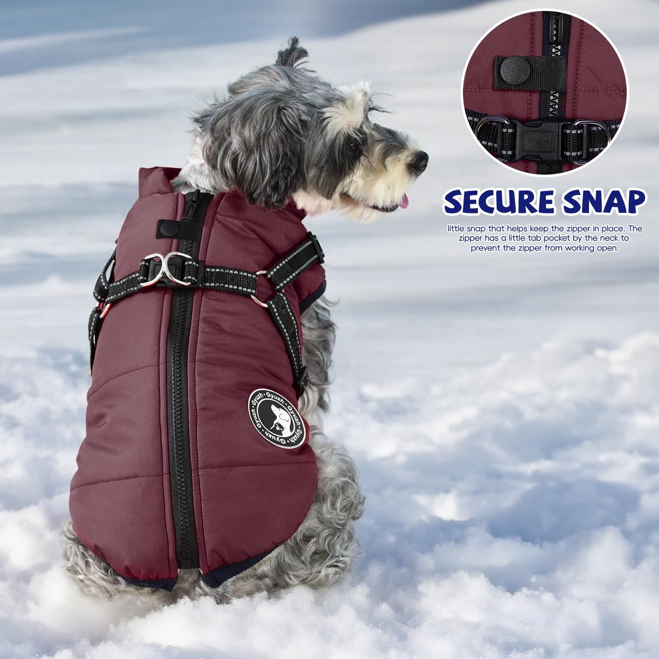 Gyuzh dog coat with reflective harness boosts visibility