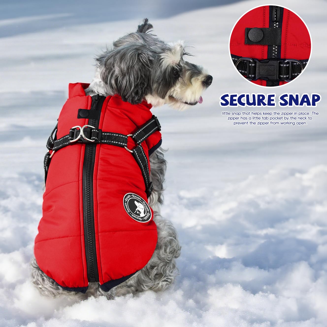 Gyuzh dog coat for rain and snow; weather-ready protection.