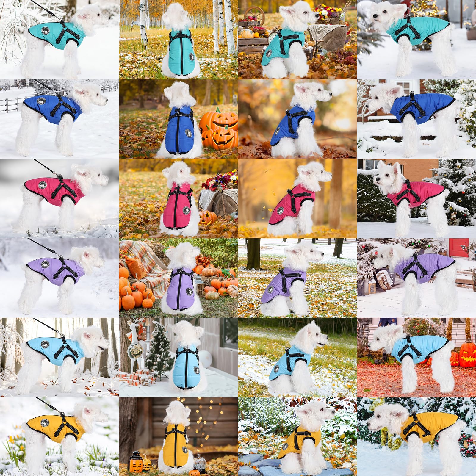 Gyuzh dog coat with harness fabric close-up emphasizes warm fleece and waterproof shell.