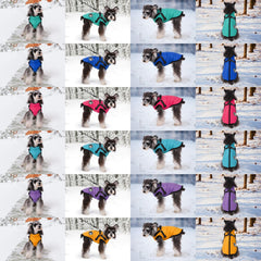 Gyuzh dog coat with harness side view right shows comfortable chest area and movement.