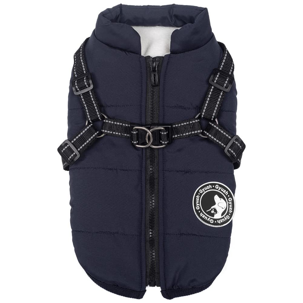 Gyuzh dog coat with harness waterproof jacket for all-weather protection.