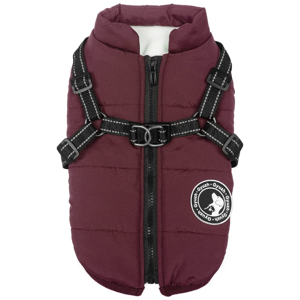 Gyuzh dog coat with harness waterproof outer layer for wet walks