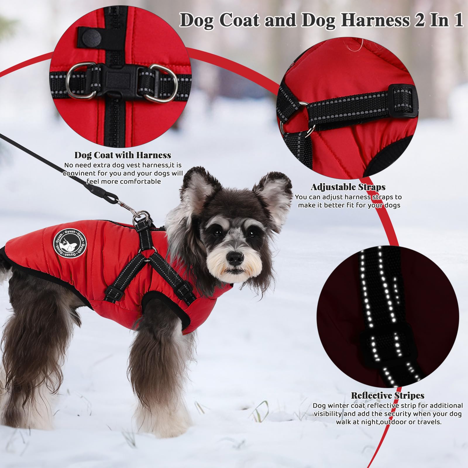Gyuzh dog coat zipper design; easy on and off for quick outings.