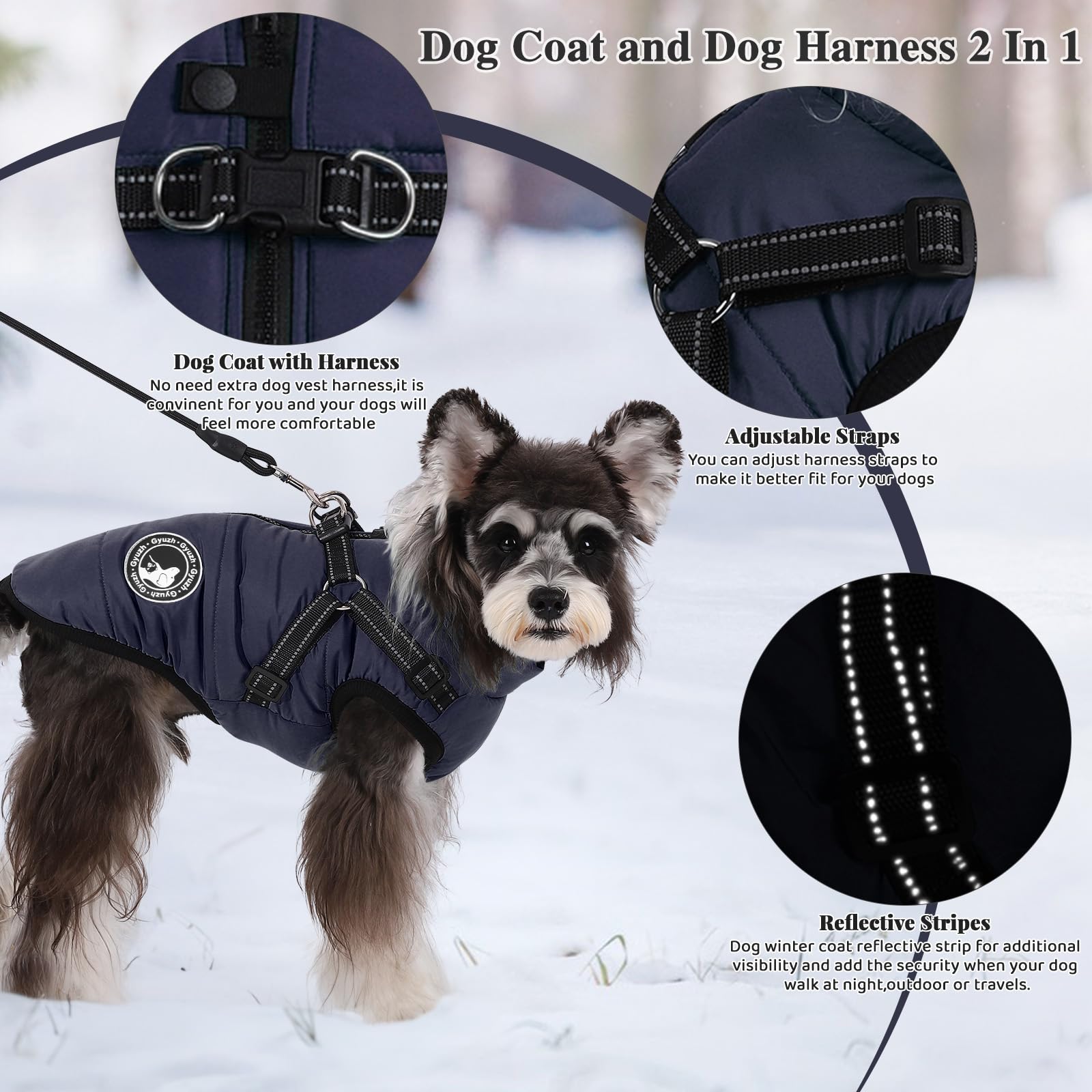 Gyuzh dog harness with reflective strap improves evening visibility.