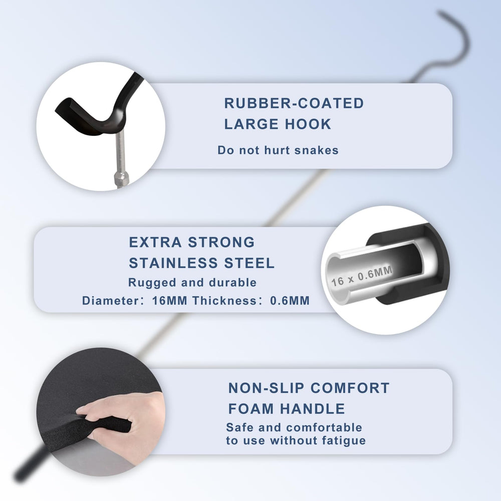 Gzlozak snake hook non-slip-foam-handle ensures secure grip in wet conditions