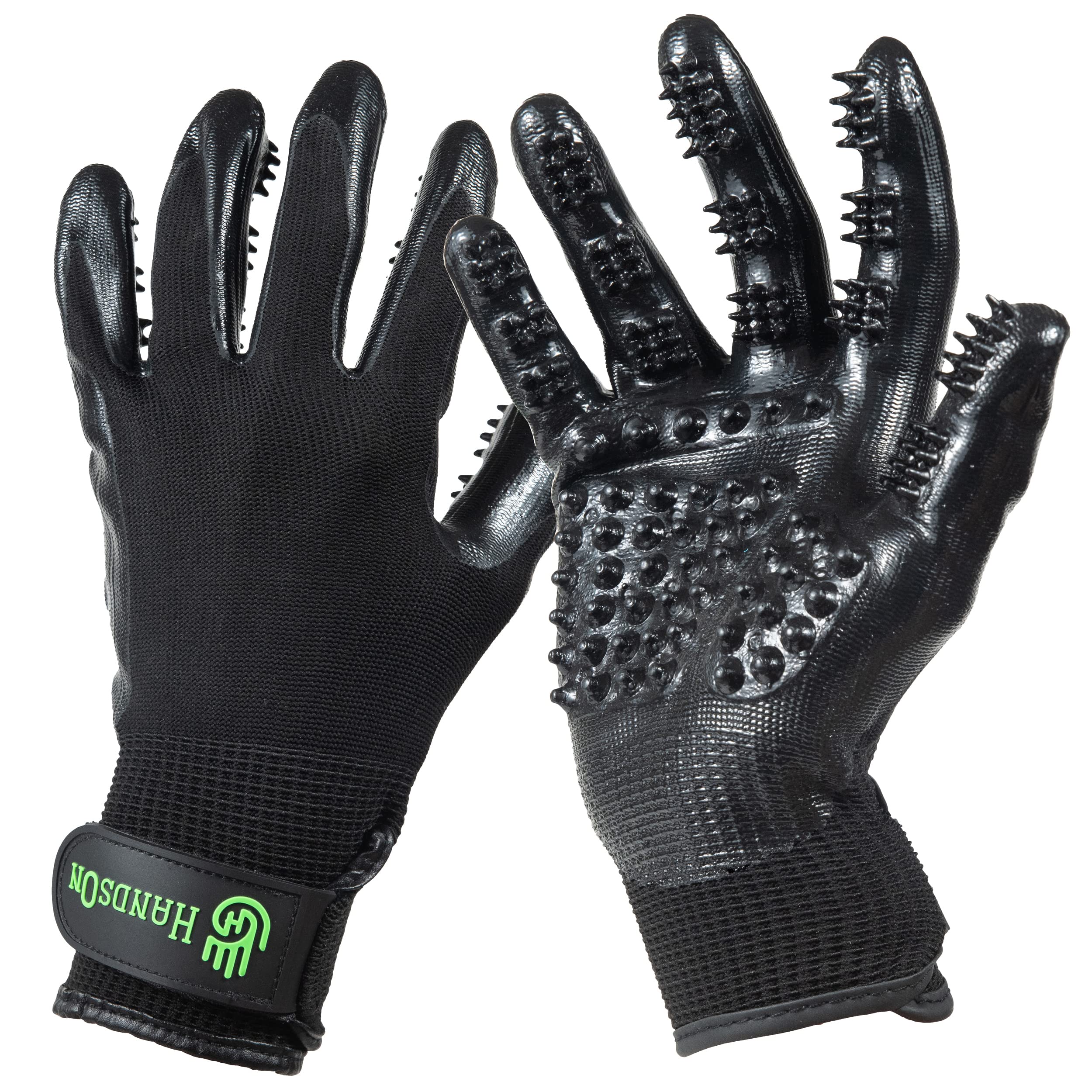 H HANDSON Pet Grooming Gloves close-up of bristle nodules for gentle grooming and hair removal