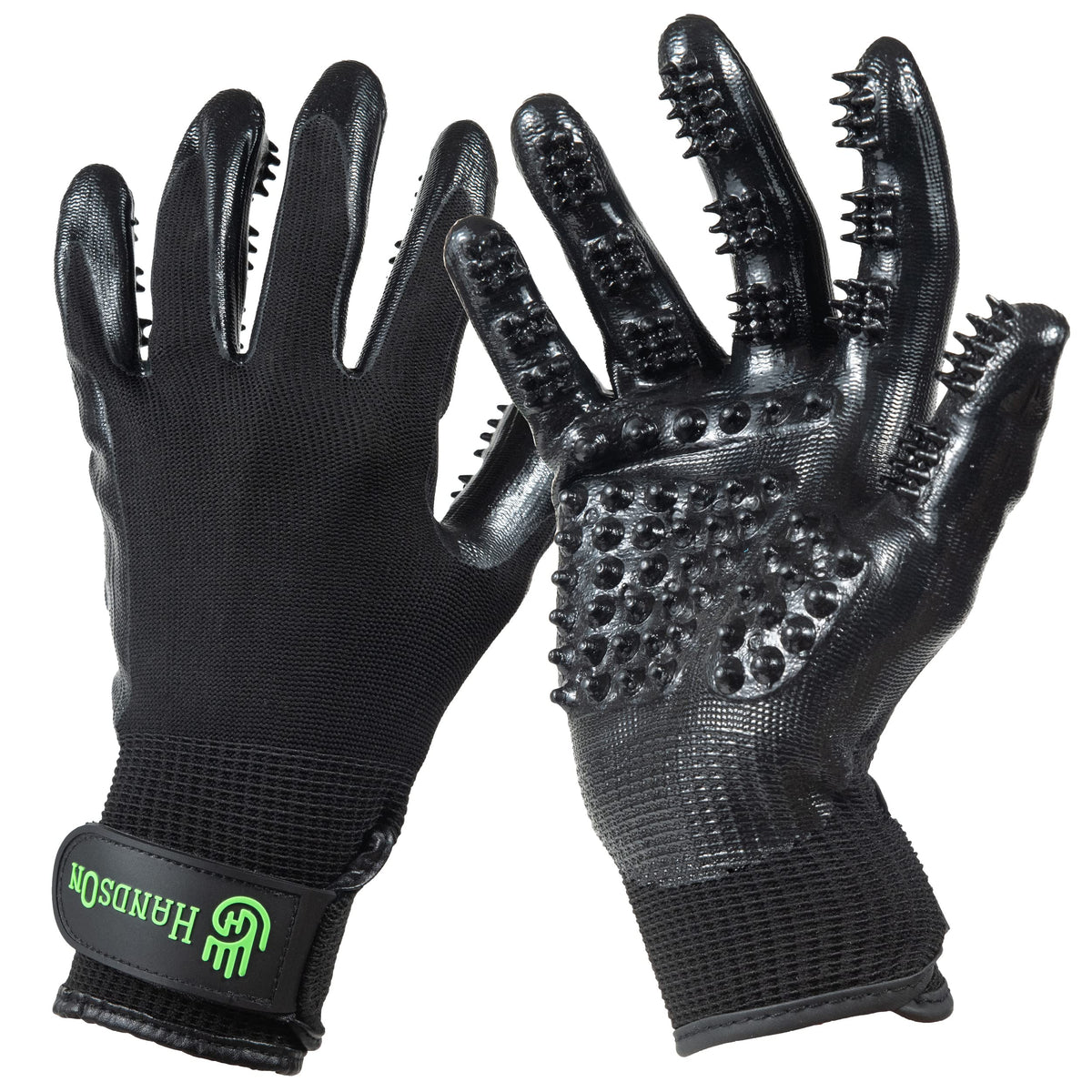 H HANDSON Pet Grooming Gloves close-up of bristle nodules for gentle grooming and hair removal
