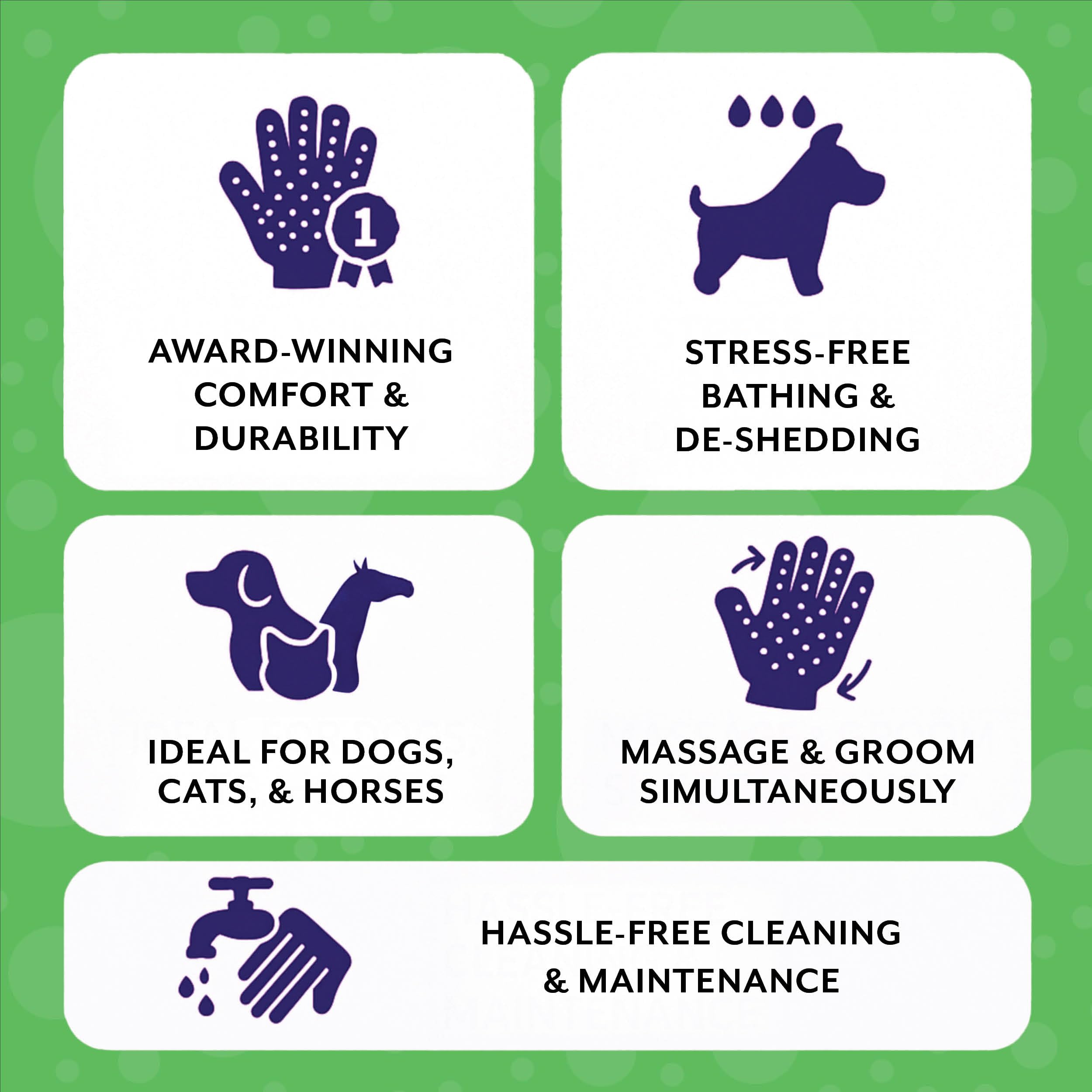 H HANDSON horse grooming gloves used for steady brushing and relaxing massage.