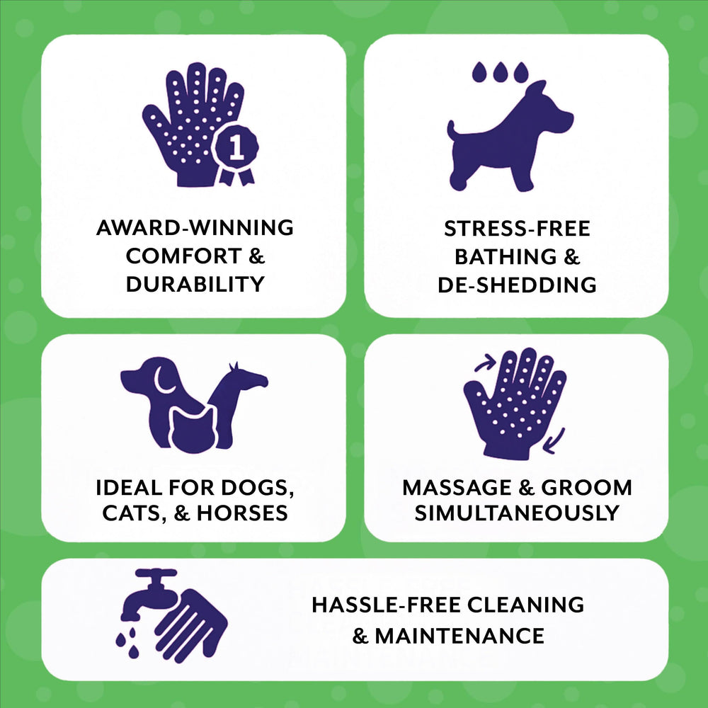 H HANDSON horse grooming gloves used for steady brushing and relaxing massage.
