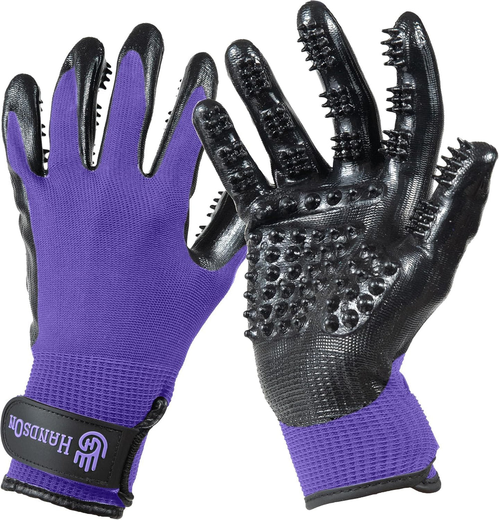 H HANDSON pet grooming gloves pack shown for multi-pet shedding relief.