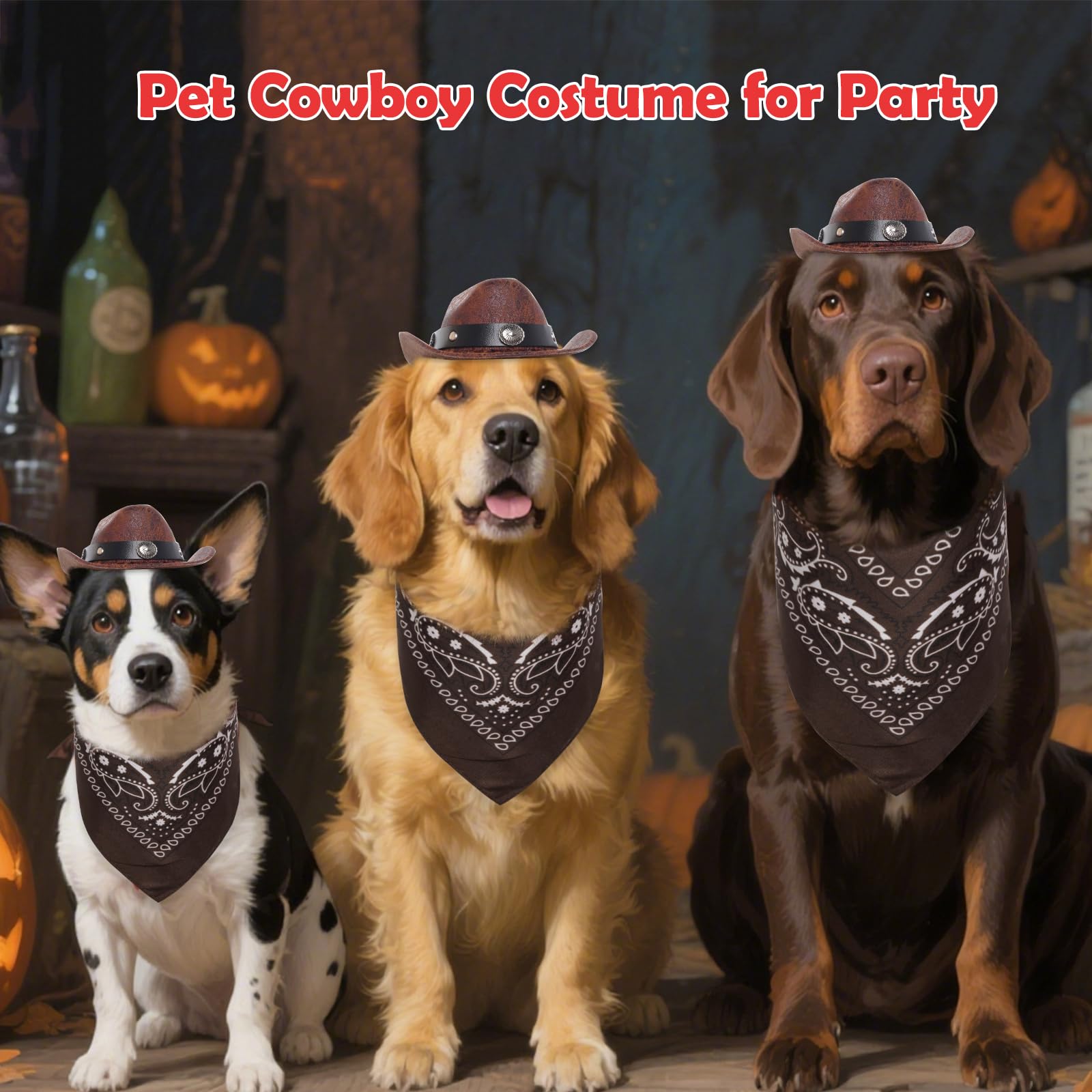 Haakong cowboy-costume adjustable-band ensures secure fit for small pets