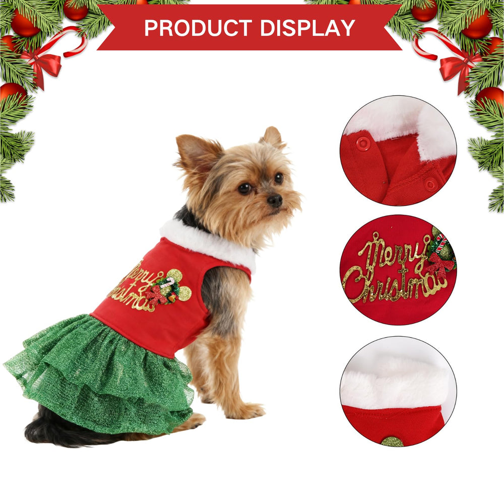 Haakong Dog Christmas Outfit on small dog demonstrates easy-wear fit.