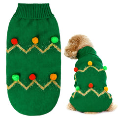 Haakong dog Christmas sweater green knit close-up showing cozy warmth for winter walks