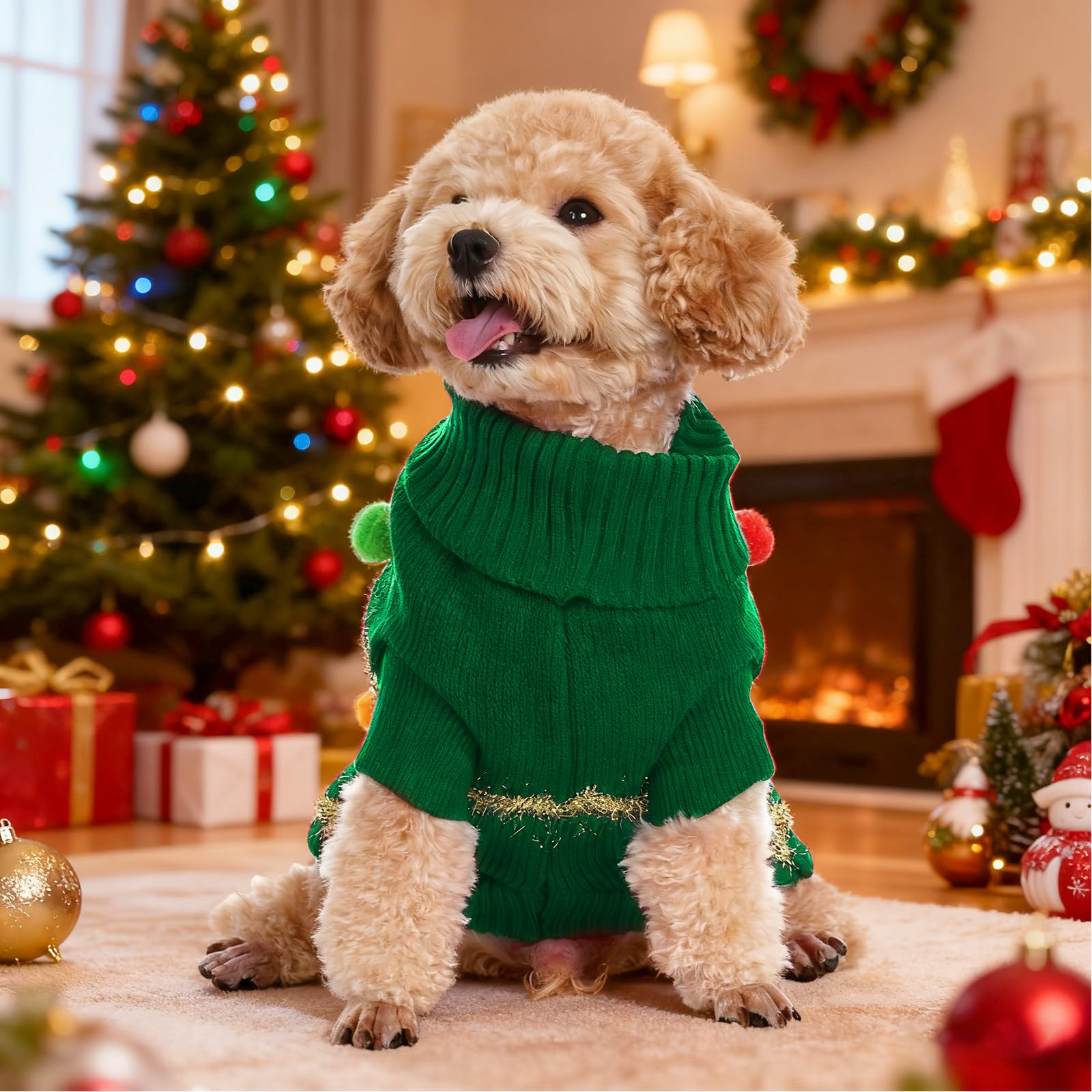 Haakong dog Christmas sweater packaging shot emphasizes ready-to-wear holiday gift