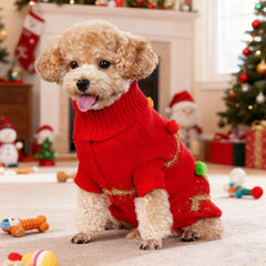 Haakong dog Christmas sweater red warm-knit fabric provides insulation during chilly winter walks