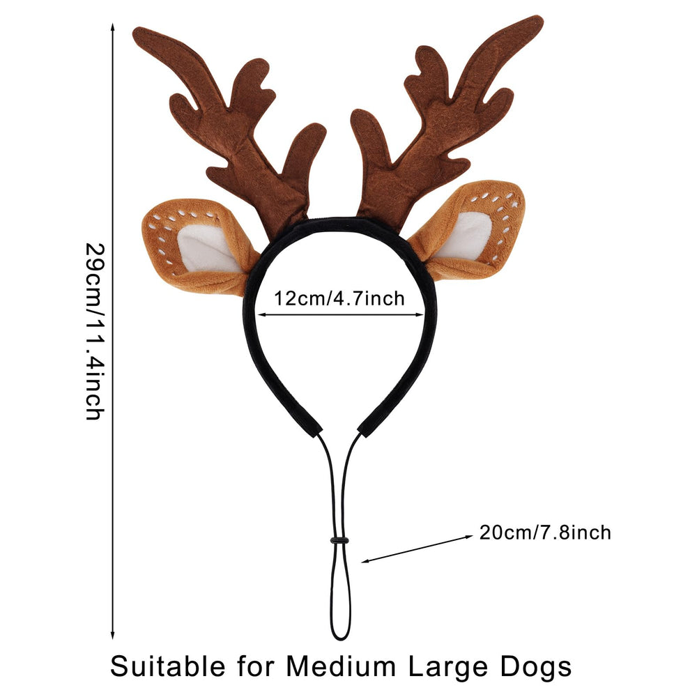 Haakong dog deer ears in soft faux fur for cute costumes.