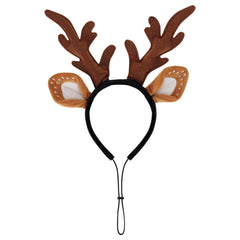 Haakong dog reindeer antlers headband with adjustable fit for pets.