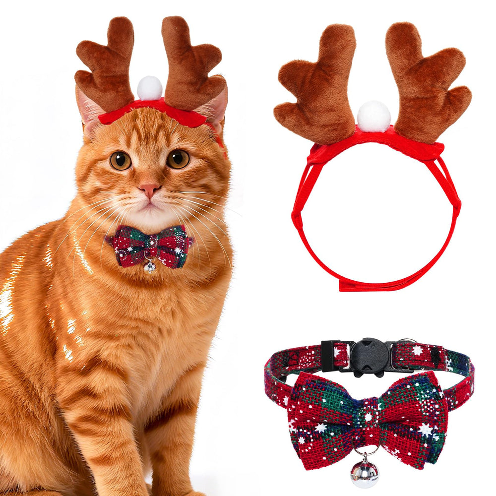 Haakong Reindeer Headband closeup shows comfortable fit for festive photos.