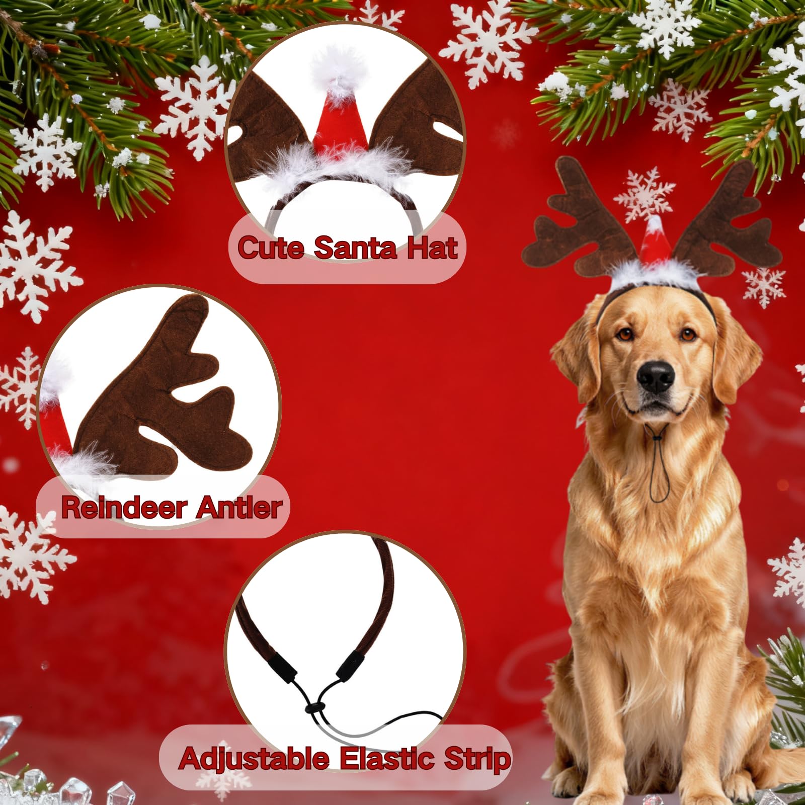 Haakong reindeer headband with sturdy wire construction keeps shape for durable seasonal wear.