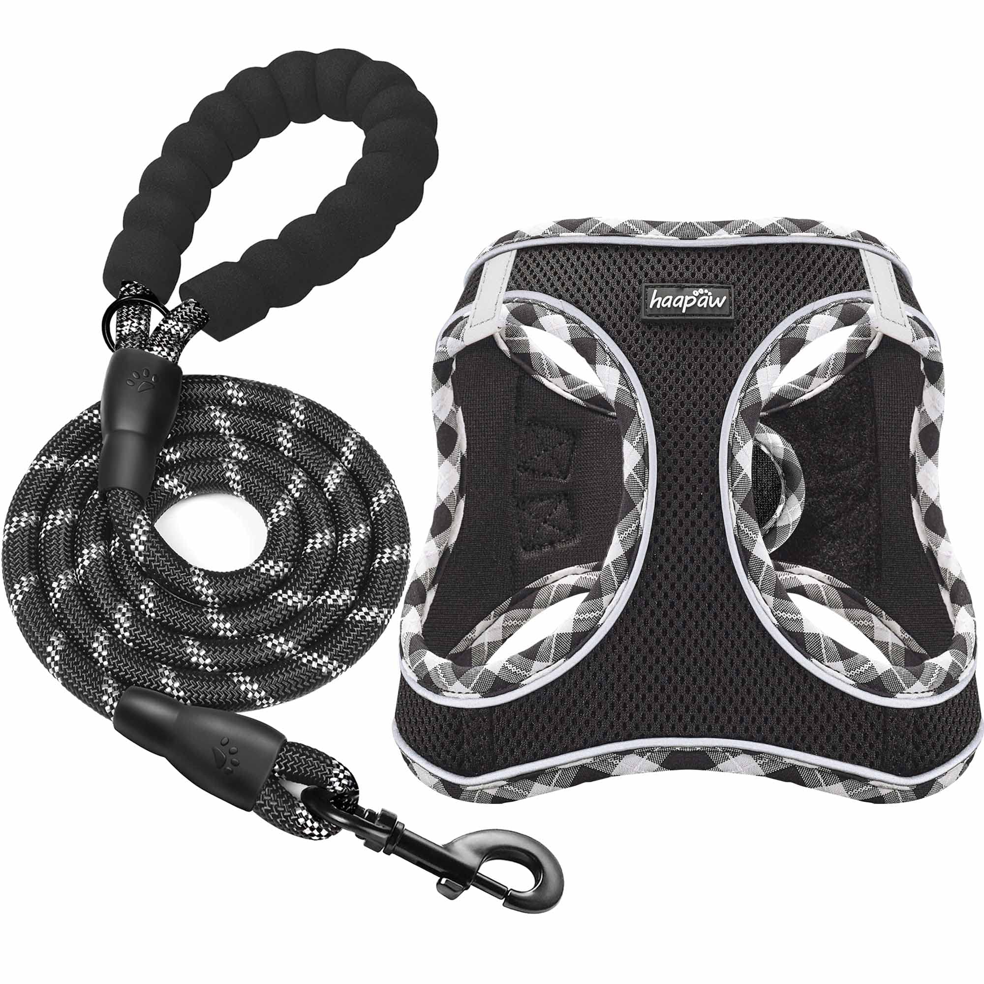haapaw dog harness with leash set showing padded vest for secure, comfy walks.