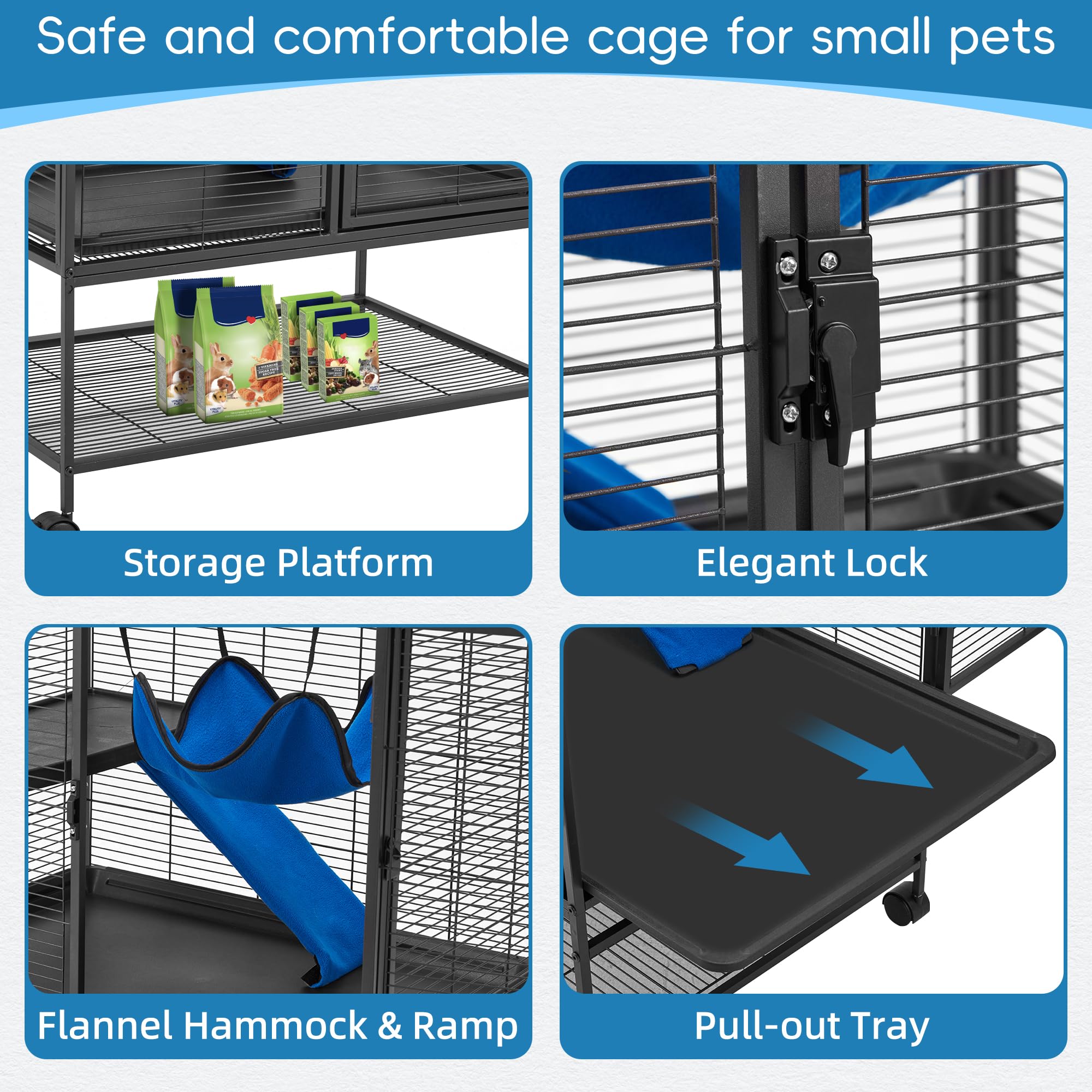 HABUTWAY ferret cage ramp and hammock display added comfort.