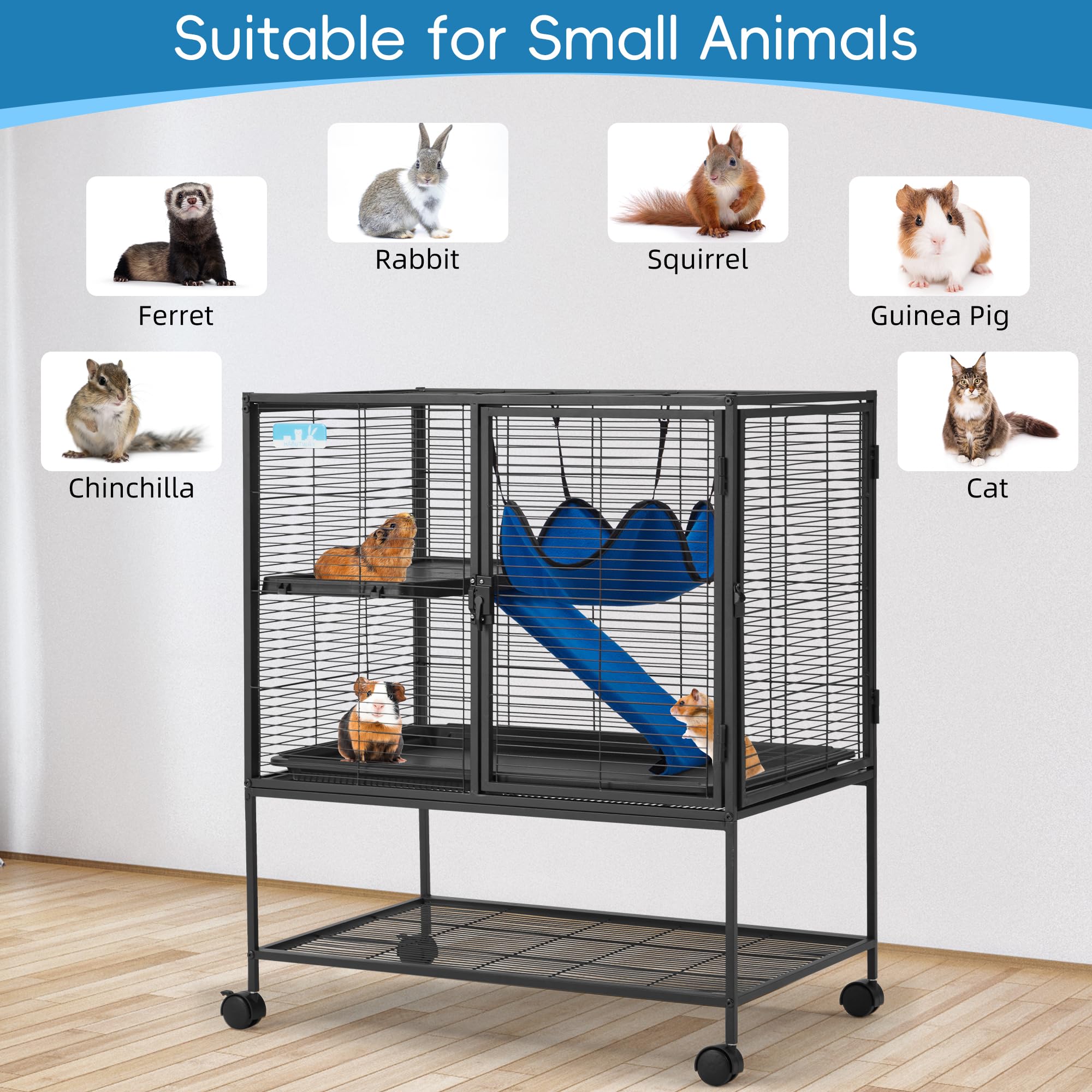 HABUTWAY ferret cage rolling base highlights easy mobility.