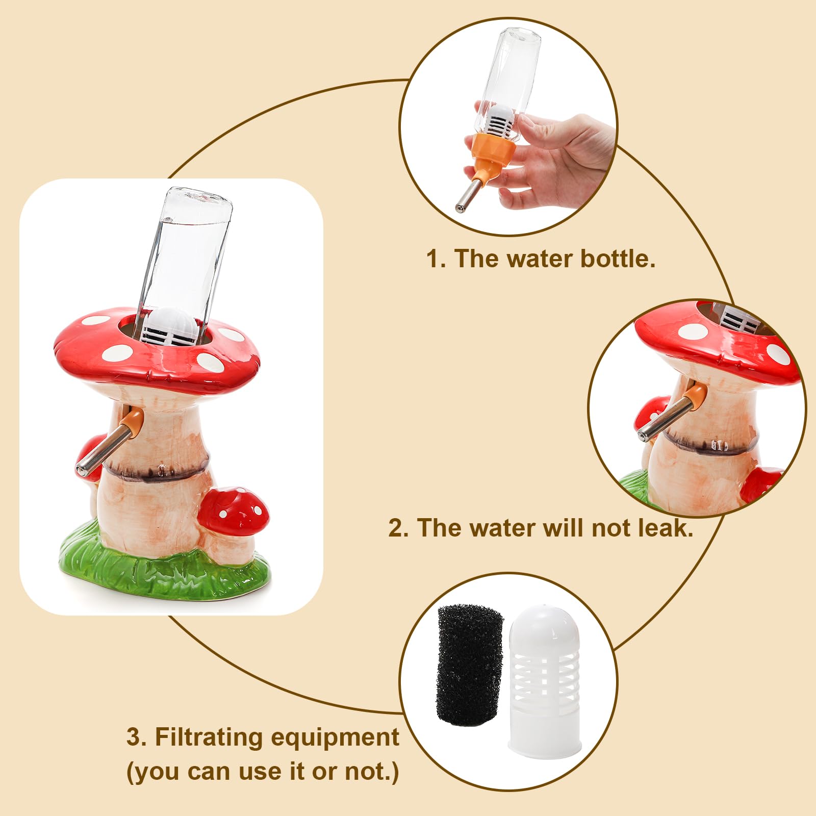 Hacaroa-small-pet-habitat-setup includes nest, bowl, and water in one stylish kit.