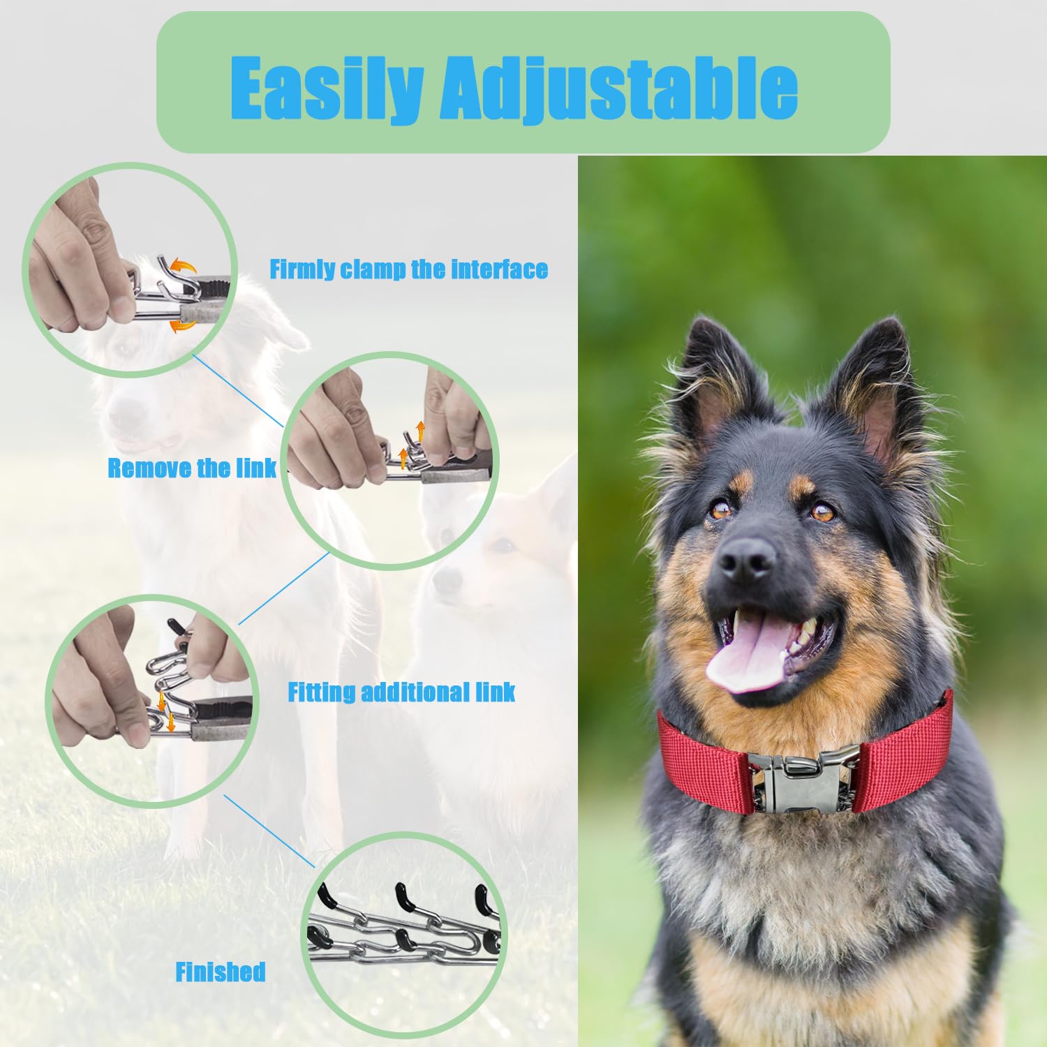 HAESINPA collar adjustable links fit small to large dogs securely