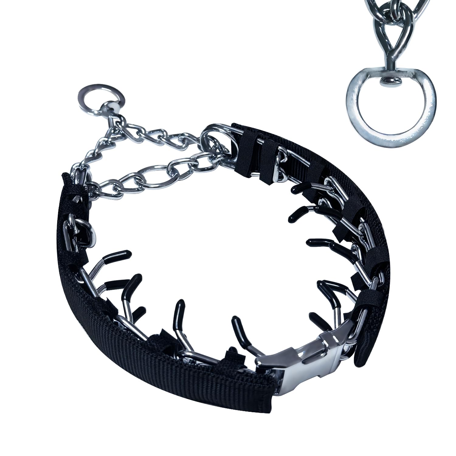 HAESINPA prong collar with quick-release buckle for easy on/off training sessions.