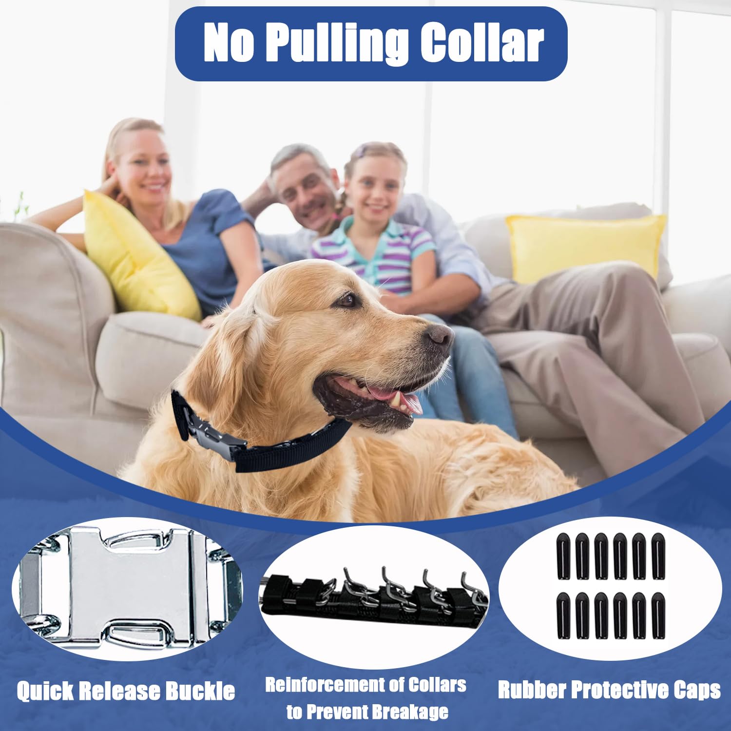 HAESINPA prong collar featuring soft rubber caps for added neck comfort.