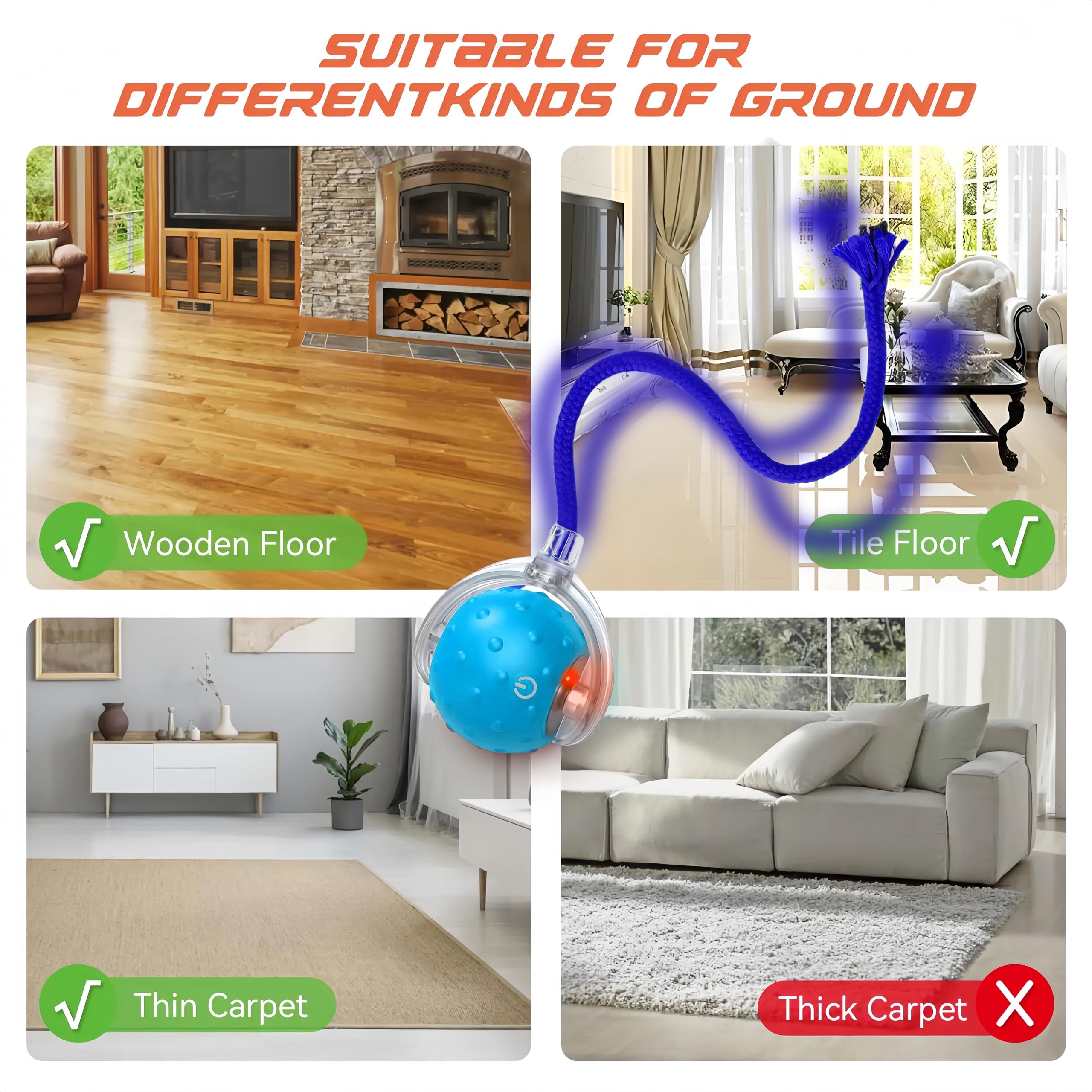 Hahbabya Interactive Cat Ball amber gentle-mode suits calm pets.