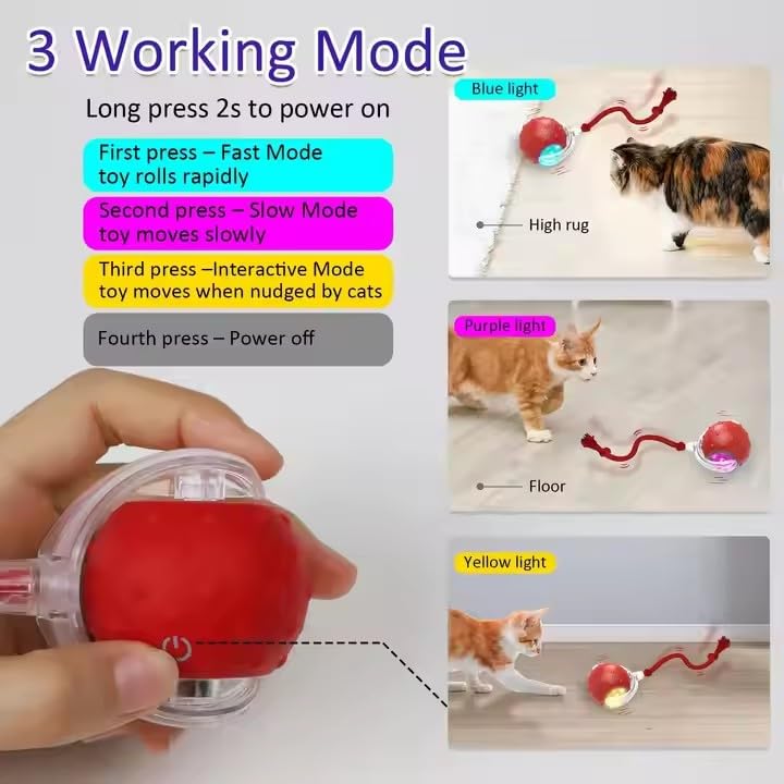 Hahbabya Interactive Cat Ball sleep mode conserves energy after play.