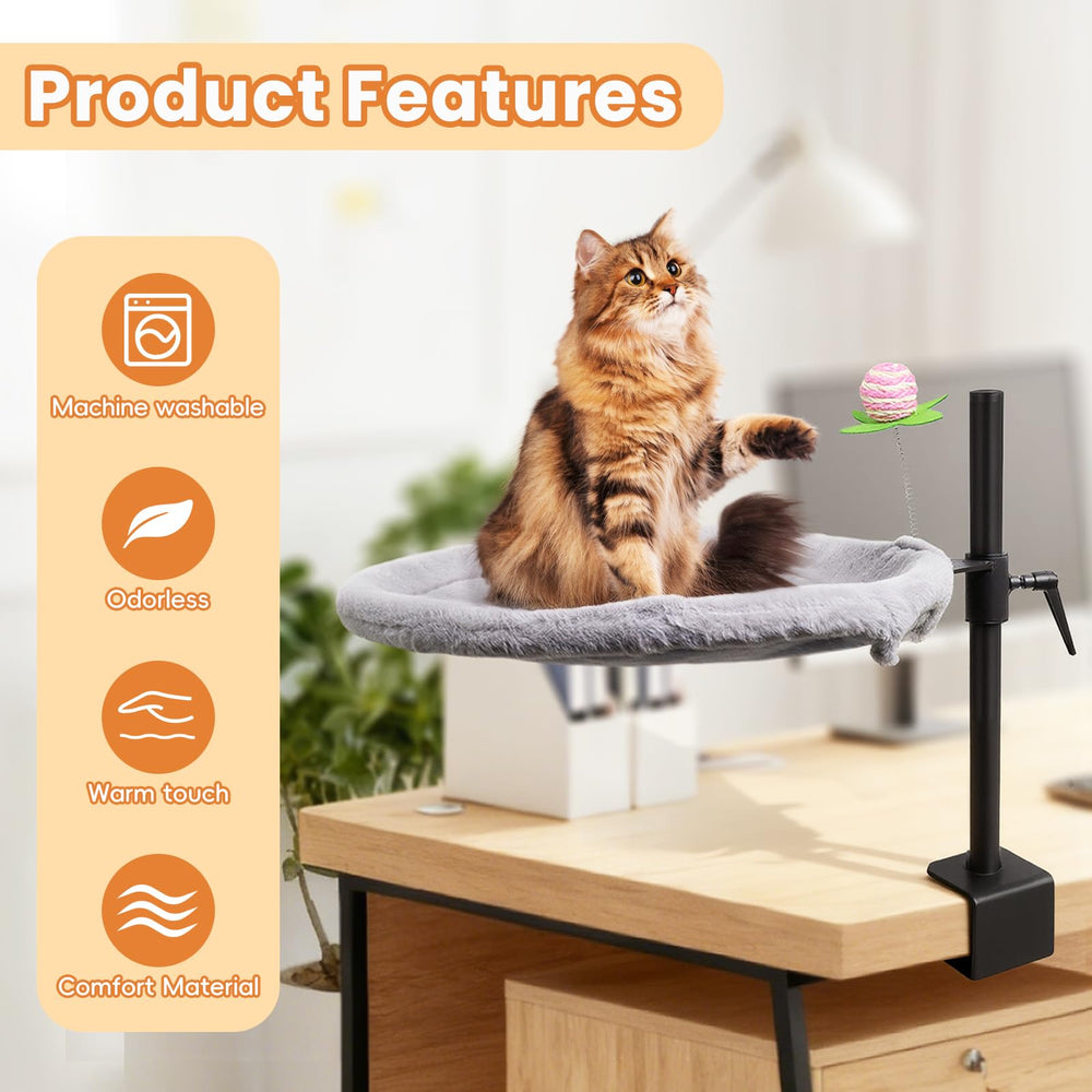 Haijunnm cat desk bed soft-fabric close-up highlighting cozy warmth