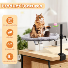 Haijunnm cat desk bed soft-fabric close-up highlighting cozy warmth