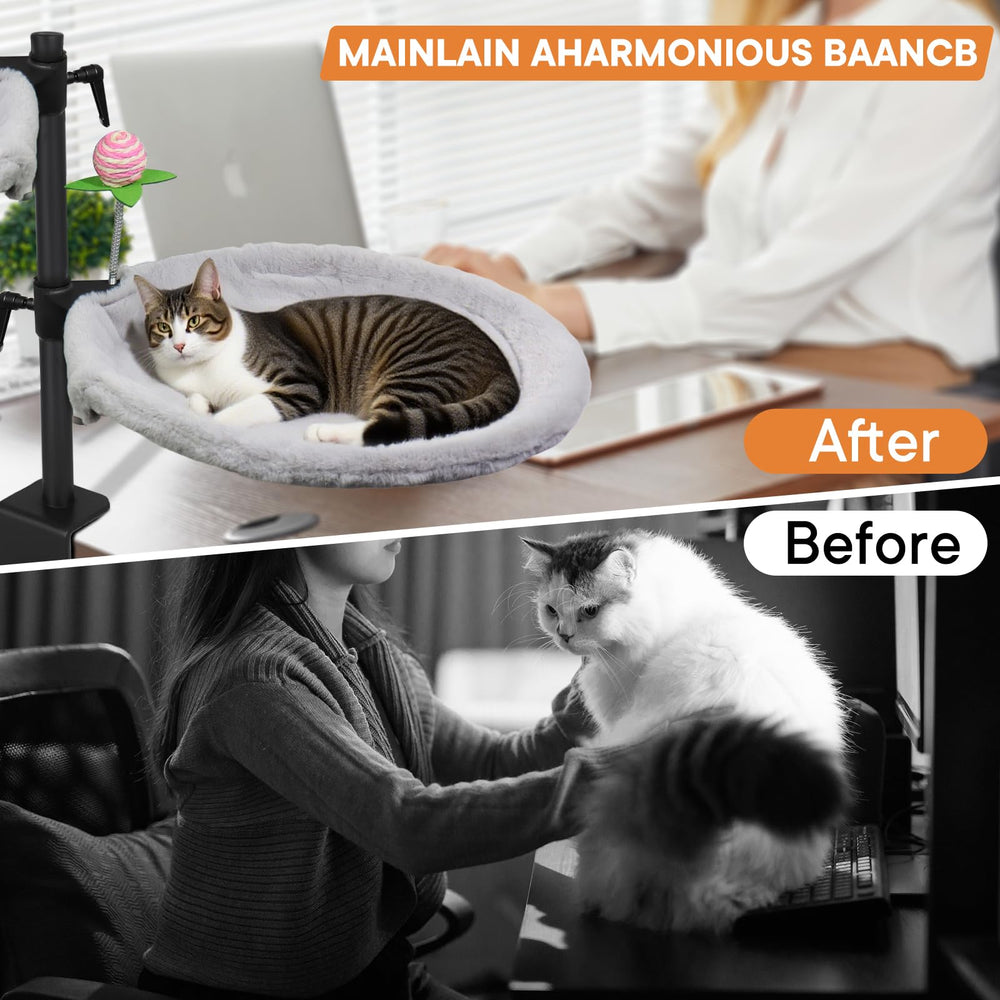 Haijunnm Double Cat Desk Bed breathable mesh surface supports airy comfort during work.