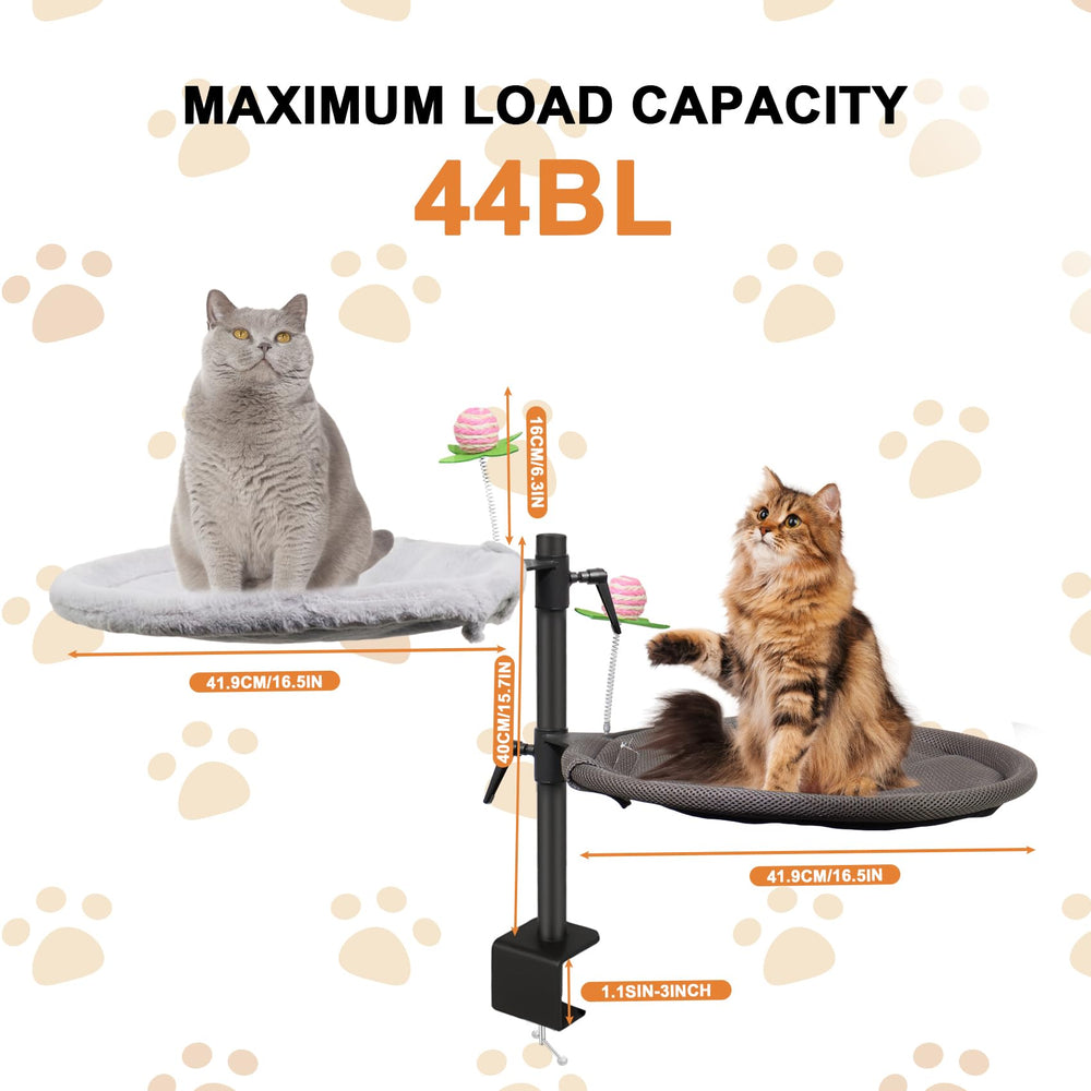 Haijunnm Double Cat Desk Bed quick-assembly visuals showing easy setup on a desk.