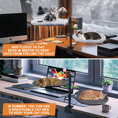 Haijunnm Double Cat Desk Bed features soft faux fur for cozy lounging near your screen.