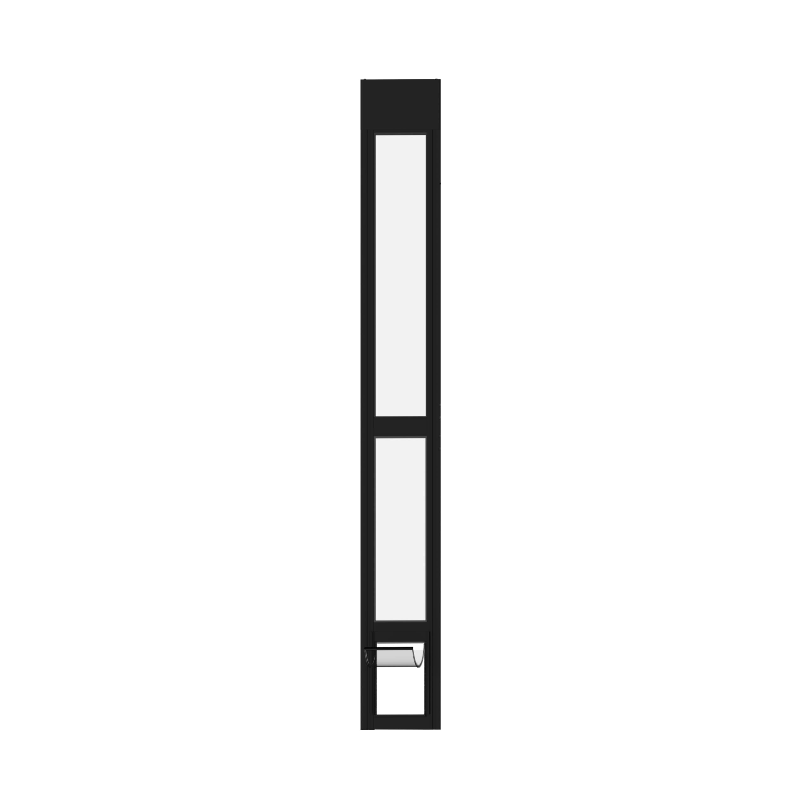 Hakuna Pets black glass patio pet door front view highlights clear outdoor visibility for pets