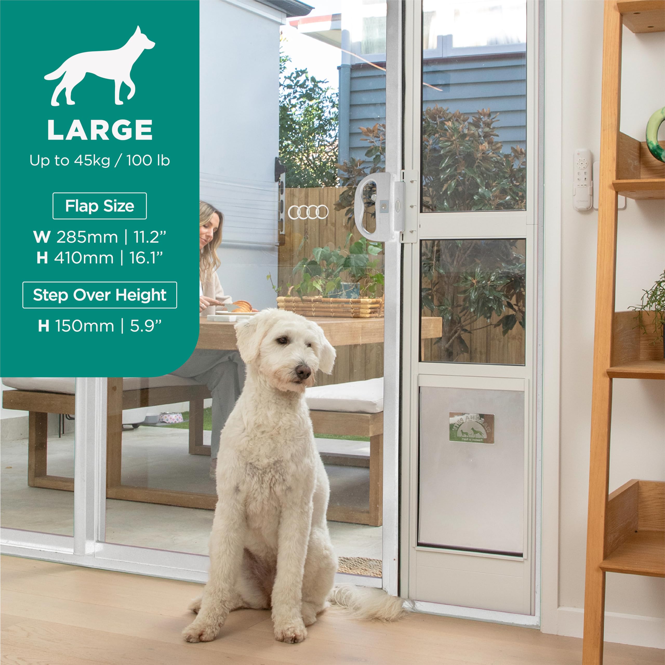 Hakuna Pets locking panel closeup highlights secure access control