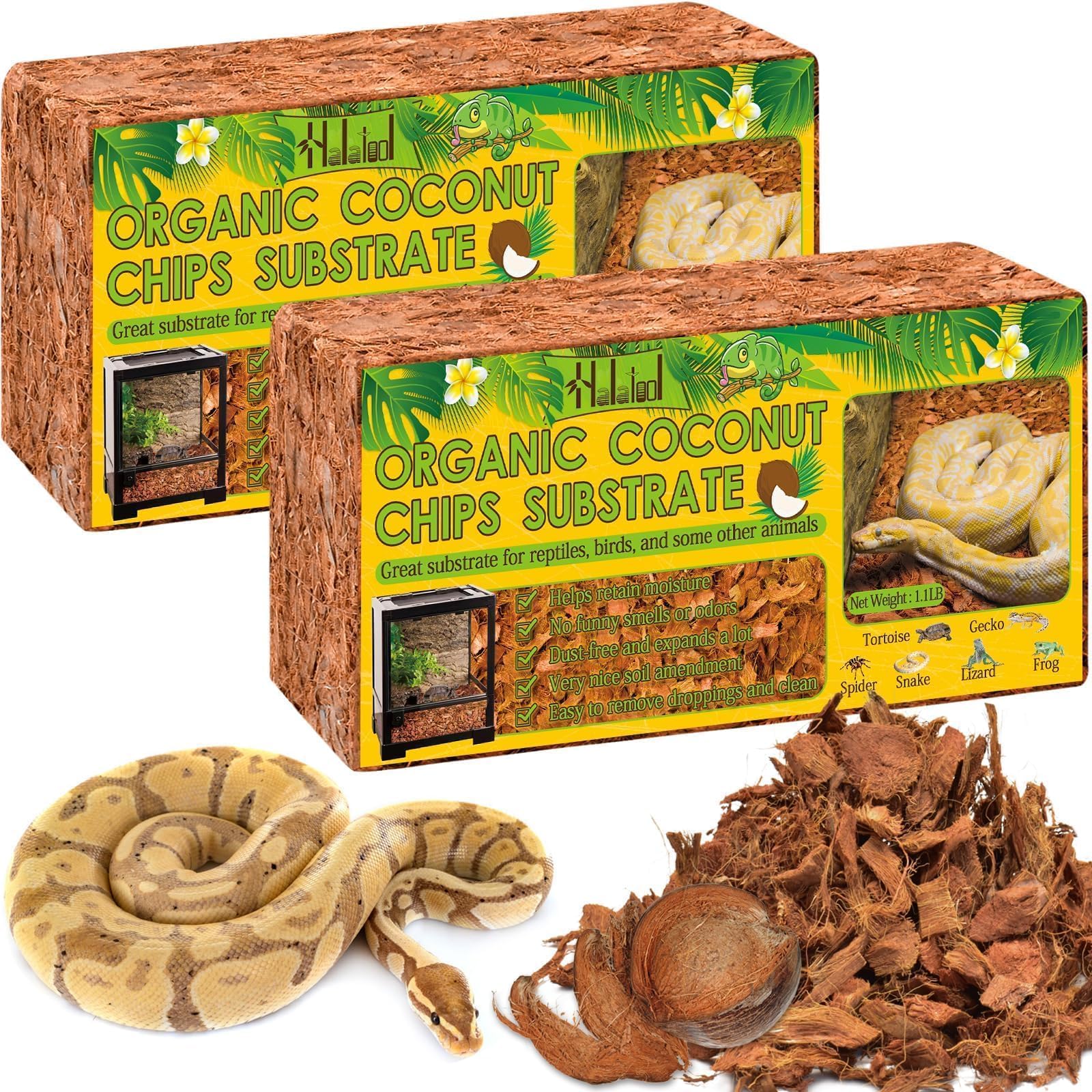 Halatool coconut chips expansion yields fluffy, dust-free bedding.