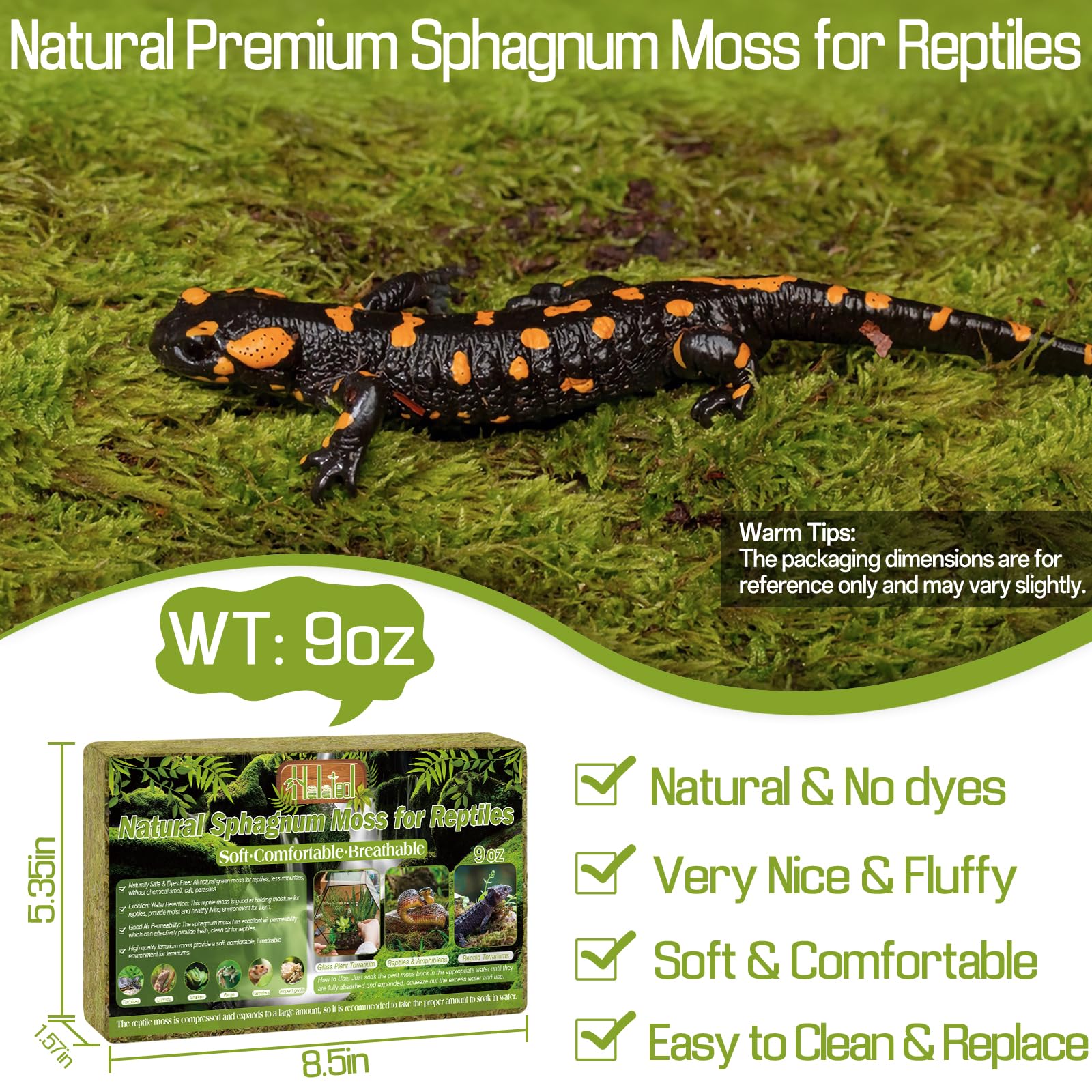 Halatool natural sphagnum moss expanding in terrarium, boosting humidity for enclosure comfort.