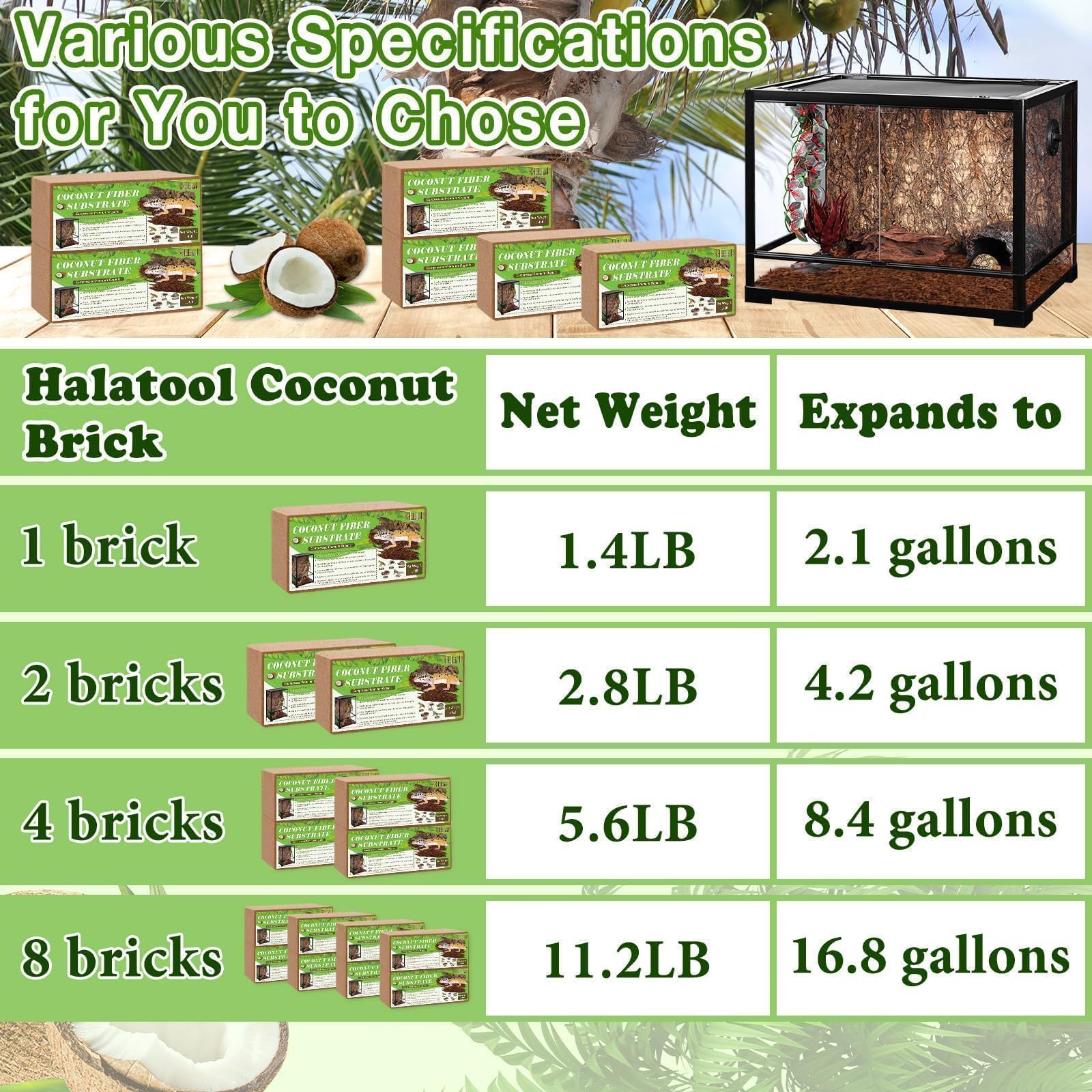 Halatool soft coconut fiber mimics arid environments for habitat realism.