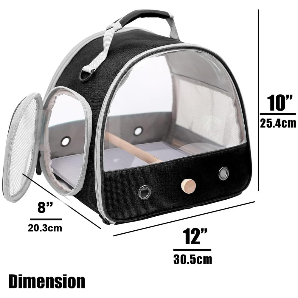 halinfer bird travel carrier with wooden standing perch for resting