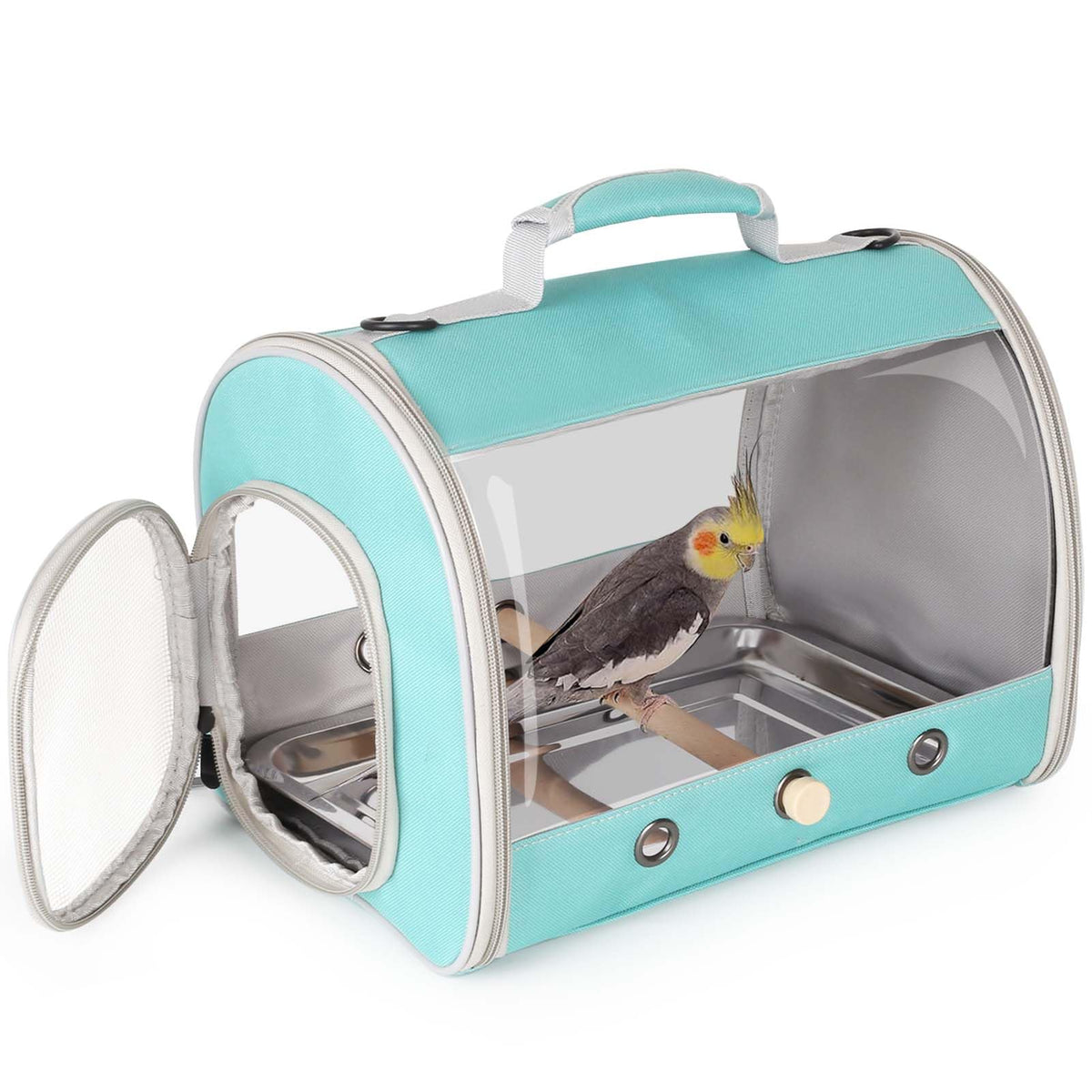 halinfer long-tail travel carrier front view shows clear visibility and compact portability.