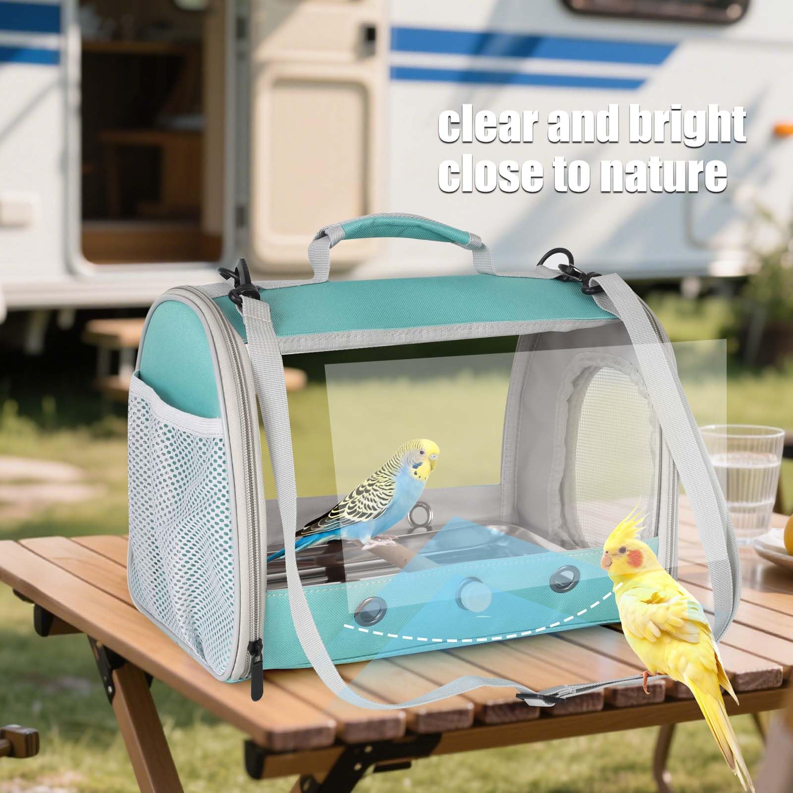 halinfer long-tail travel carrier metal tray removable bottom for quick cleaning.